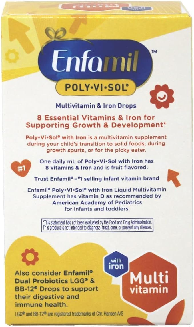 Enfamil Poly-Vi-Sol with Iron Multivitamin Supplement Drops for Infants and Toddlers, 50 ml (Pack of 2) - görsel 2