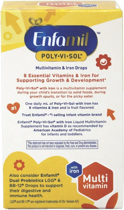 Enfamil Poly-Vi-Sol with Iron Multivitamin Supplement Drops for Infants and Toddlers, 50 ml (Pack of 2)