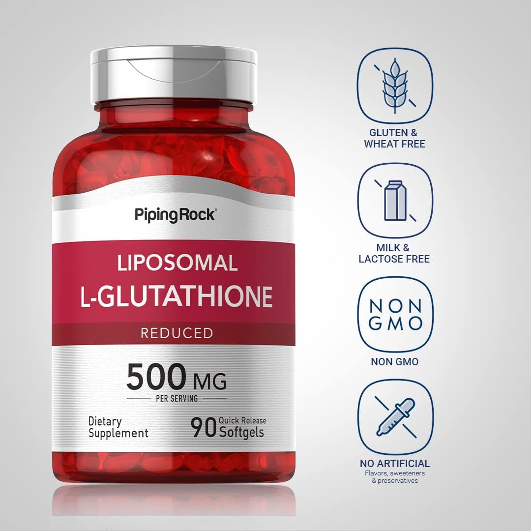Piping Rock Liposomal Glutathione Food Supplement | 500mg | 90 Soft gel capsules | Reduced Form | Non-GM, Gluten-free - görsel 3
