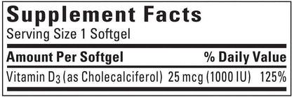 Nature Made Vitamin D3 25 mcg (1000 IU) Softgels, 650 Count