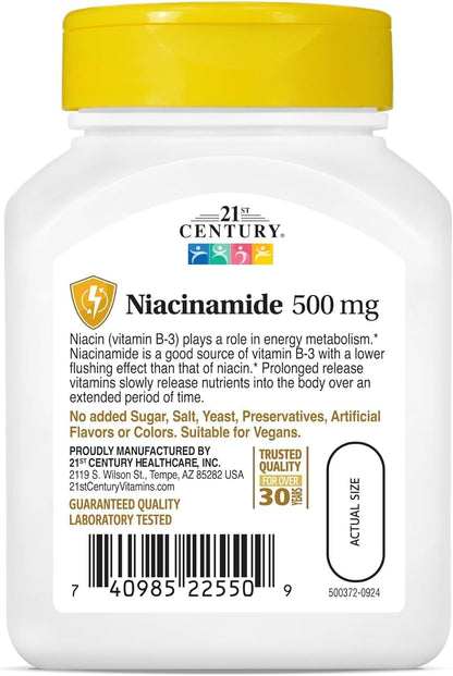 21st Century Niacinamide 500 mg Tablets, Prolonged Release - 110 ct, Pack of 2