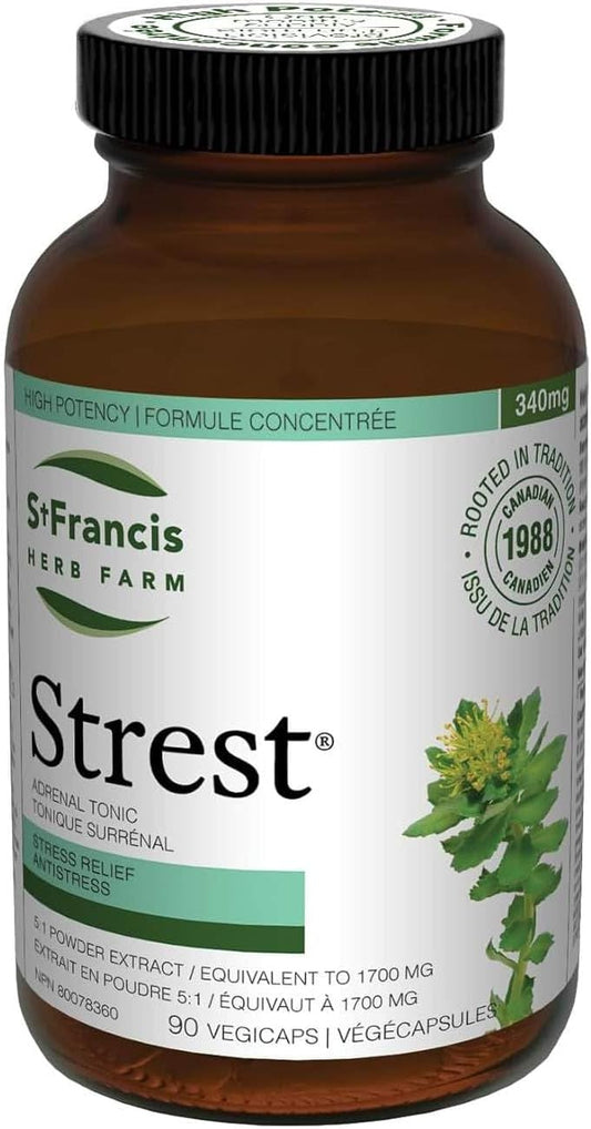 St. Francis Herb Farm Strest® (90 Capsules) Stress Relief Supplement - Organic Herbs, Vegan, Vegetarian