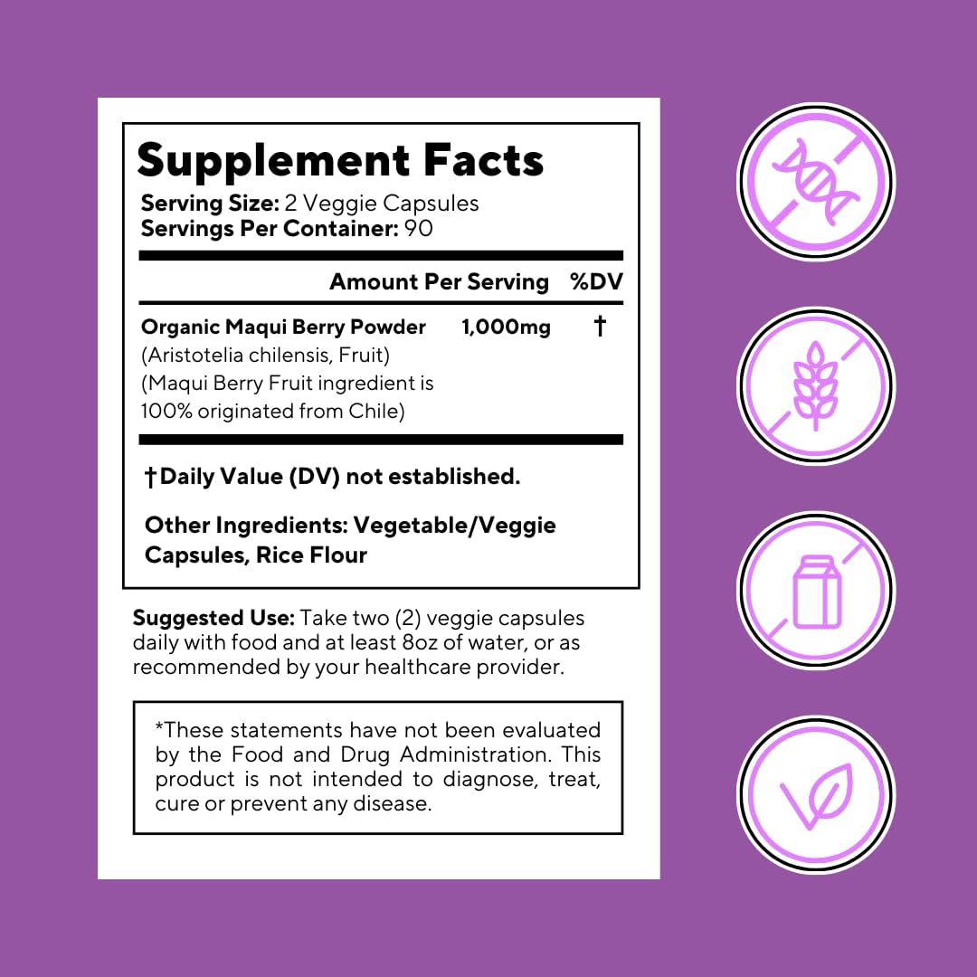 Maqui Berry 1000mg - Maqui Berry Powder – Easy-to-swallow capsules: The vegetable capsules dissolve rapidly in the – Image 8
