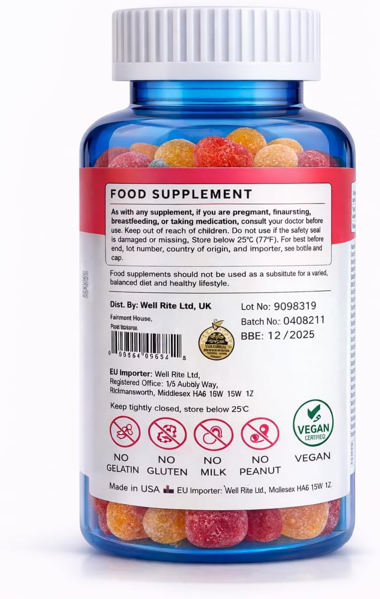 Wellrite Glow Skin Gummy Vitamins – Apple Flavoured – 60 Gummies - görsel 3