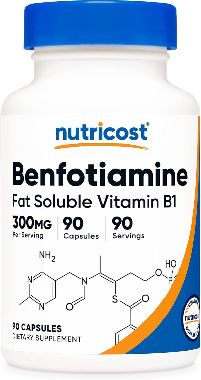 Nutricost Benfotiamine 300mg, 90 Capsules - Fat-Soluble Vitamin B1 Supplement - görsel 1