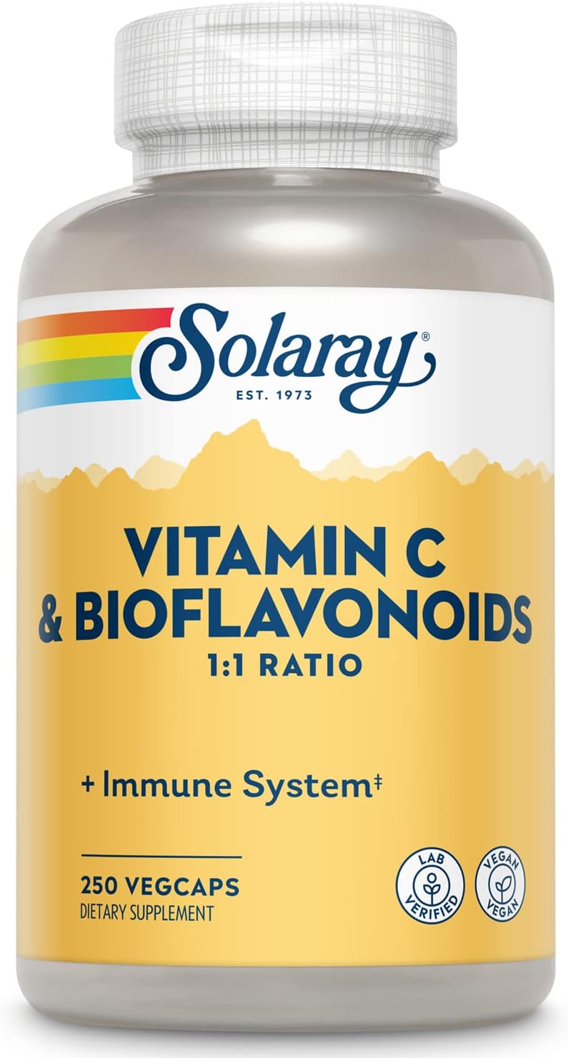 SOLARAY Vitamin C 500mg with Citrus Bioflavonoids, 1:1 Ratio - Antioxidant and Immune Support - 250 VegCaps - görsel 1
