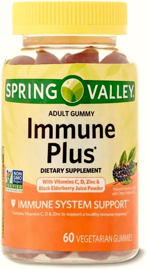 Spring Valley Immune Plus Vegetarian Gummies – 60 Gummies with Vitamin Guide - görsel 1