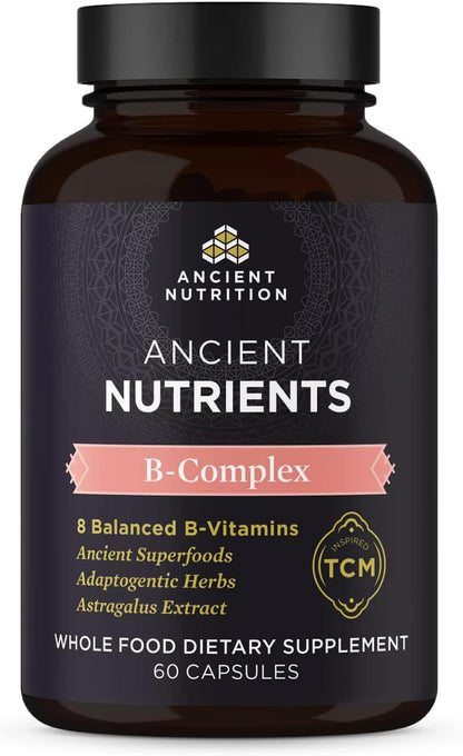 Ancient Nutrition Vitamin B Complex Supplement, 8 Balanced B-Vitamins, Enzyme Activated with Botanicals, Paleo & Keto Friendly, 60 Capsules
