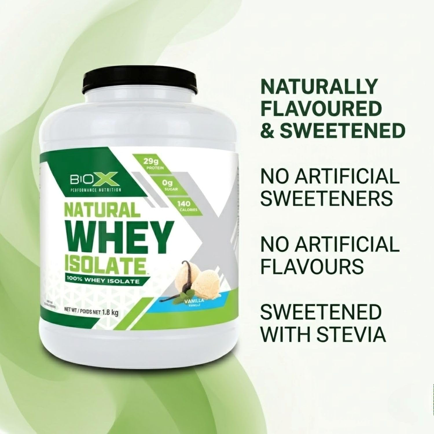 BioX Natural Whey Isolate - Unflavoured Whey Protein Isolate Powder - 32g Protein, Sugar Free, Carb Free, Low Lactose - 1.8kg - görsel 4