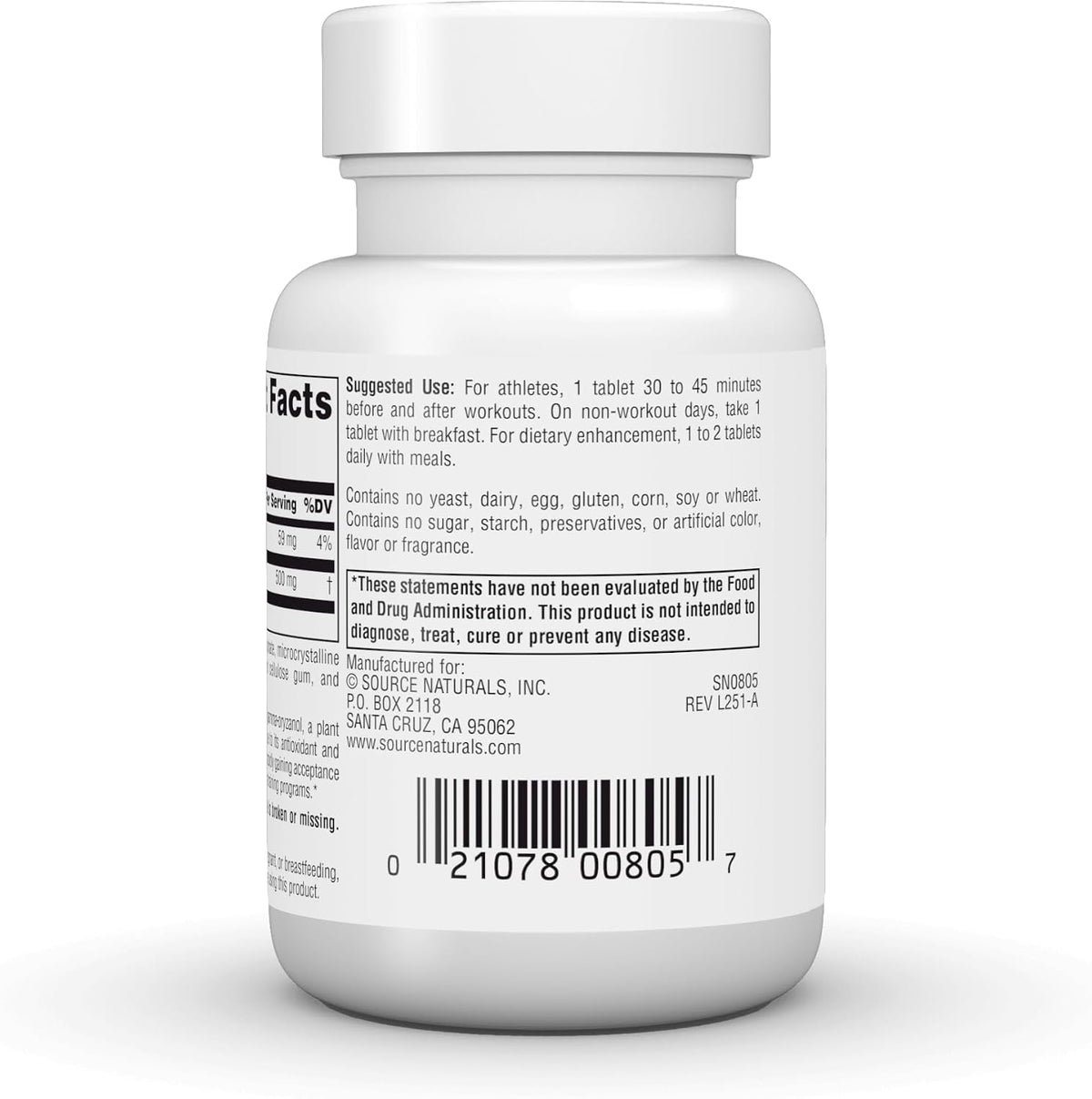 Source Naturals Athletic Series Trans-Ferulic Acid - Antioxidant Support - 250mg, 60 Tablets - görsel 4