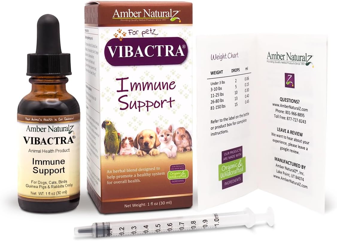 Amber NaturalZ Vibactra Immune Support Herbal Supplement for Pets - 1 oz - görsel 6