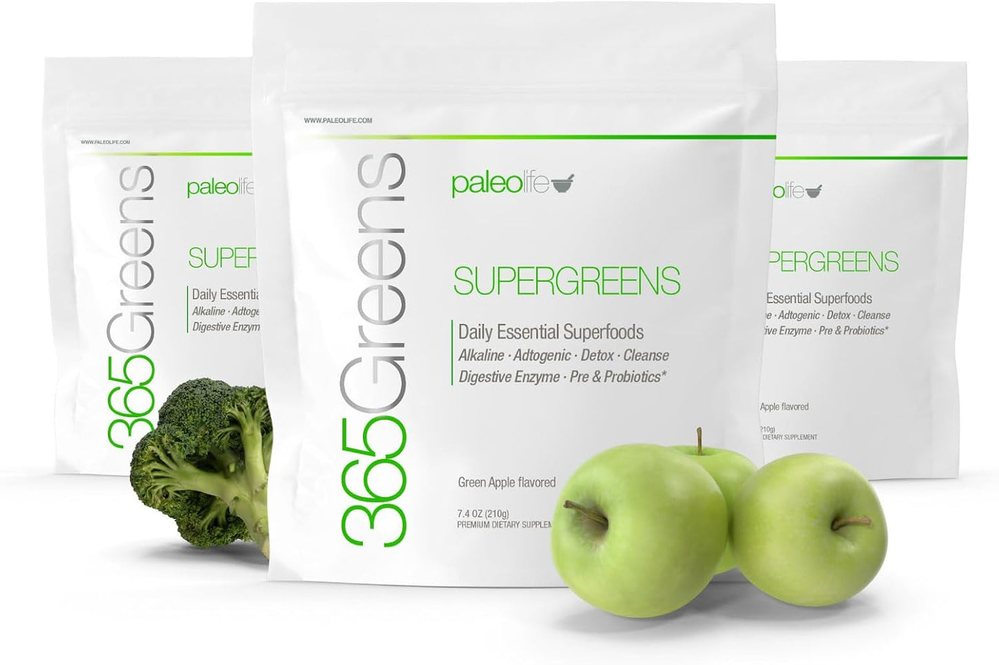 365Greens Daily Essential Premium Superfood with 75 Minerals, Vitamins, Vegetables, Fruits and Adaptogens - 210 g (7.4 oz) per Tub, 3 Pack - görsel 1