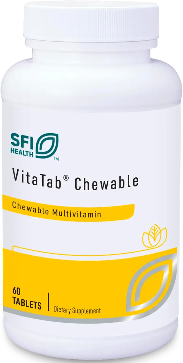 Klaire Labs SFI Health VitaTab Chewable Multivitamin for Kids and Adults, Natural Cherry-Orange, 60 Tablets - görsel 1