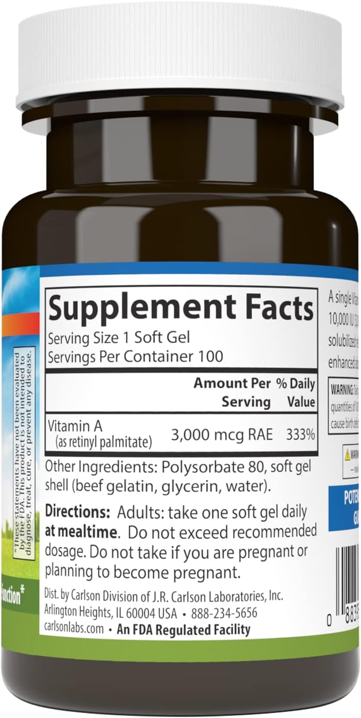 Carlson - Vitamin A Solubilised, 10,000 IU – Supports normal immune system function – Image 2