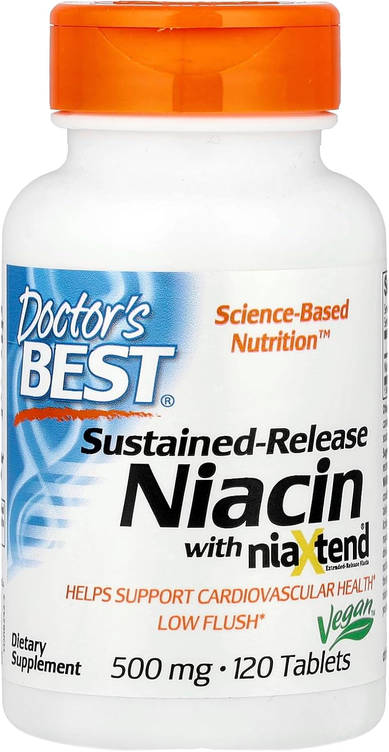 Doctor's Best Real Niacin Extended Release, 500 mg, 120 Tablets - görsel 1