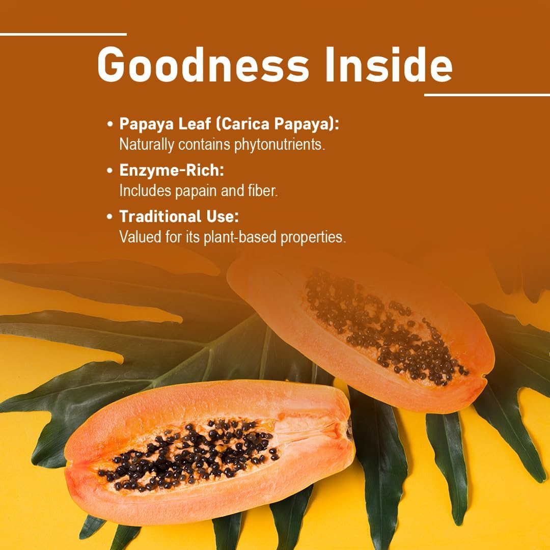 minature Papaya Leaf Tablets - 90 Tablets, 1000mg per Serving, Vegan Food Supplement - görsel 3