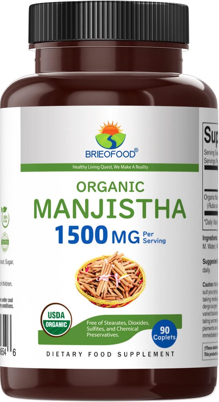 Brieofood Organic Manjistha 1500mg - 90 Vegetarian Tablets - görsel 2