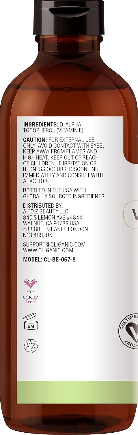 Cliganic Pure Vitamin E Oil for Skin, Scars, Hair & Face - 240,000 IU (240 ml) - görsel 3