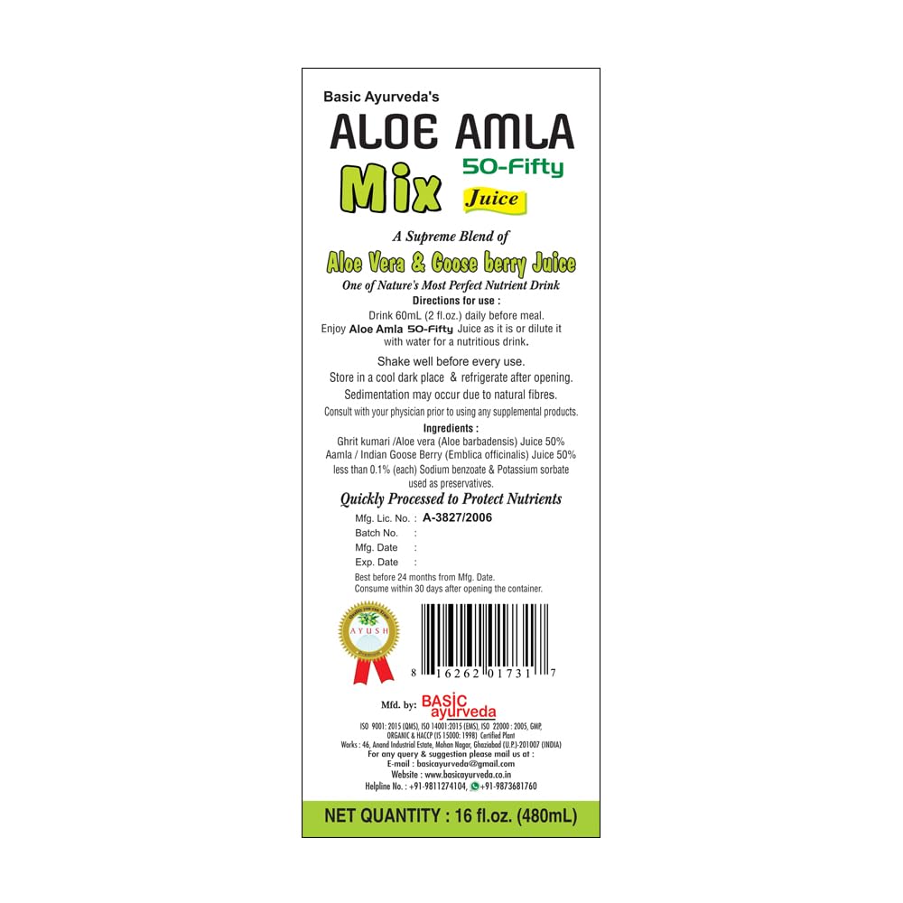 Basic Ayurveda Aloe Vera & Amla Herbal Mix Juice | 480ml - görsel 9