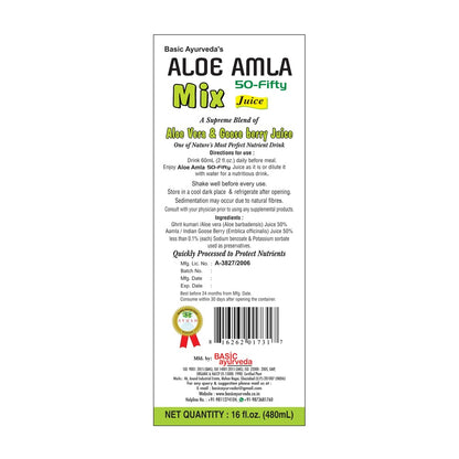 Basic Ayurveda Aloe Vera & Amla Herbal Mix Juice | 480ml