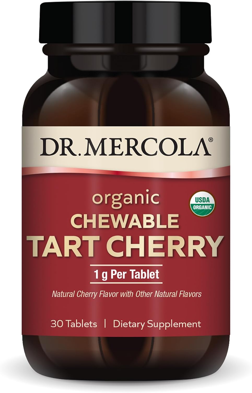 Dr. Mercola Organic Chewable Tart Cherry - Antioxidant Support - 30 Chewable Tablets - görsel 1