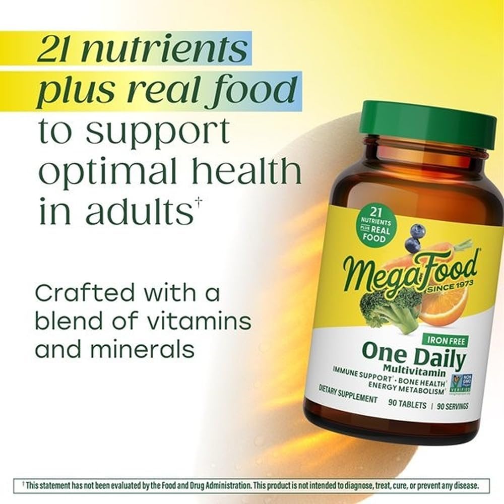 MegaFood One Daily Iron Free Multivitamin - Real Food, Non-GM, Vegetarian - 90 Tablets - görsel 3
