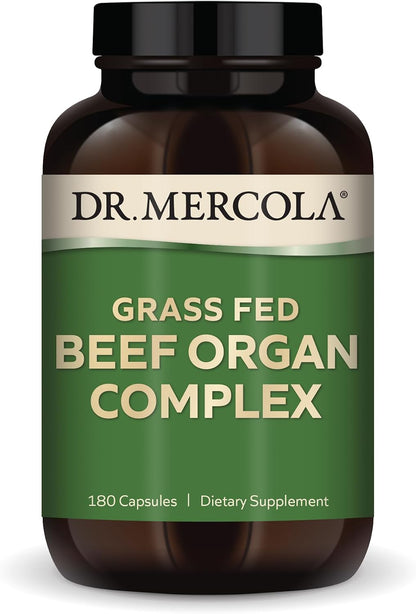 Dr. Mercola Grass-Fed Beef Organ Complex - Freeze-Dried Organ Blend - Non-GMO - Gluten-Free - 180 Capsules