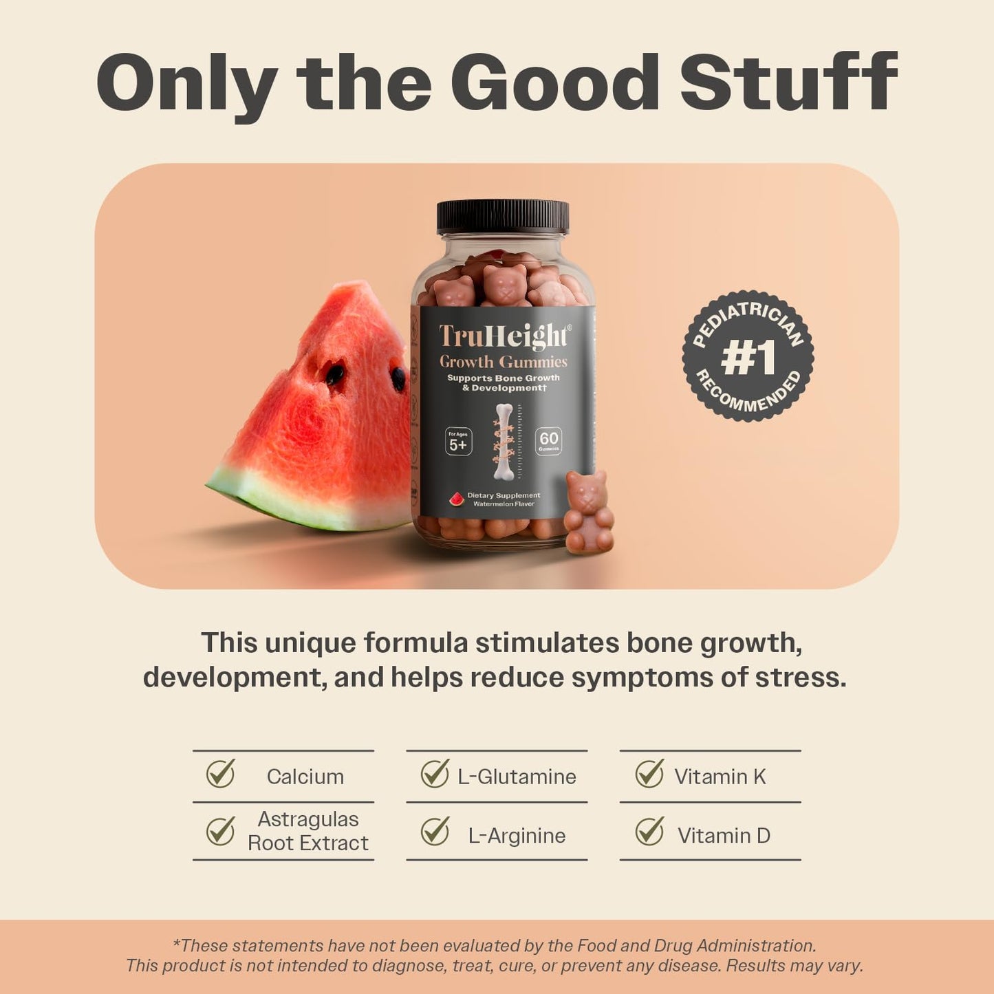 TruHeight Growth Gummies (Watermelon) - Natural Growth Supplement for Children & Teenagers with Vitamin D, K, Calcium & Ashwagandha - görsel 4