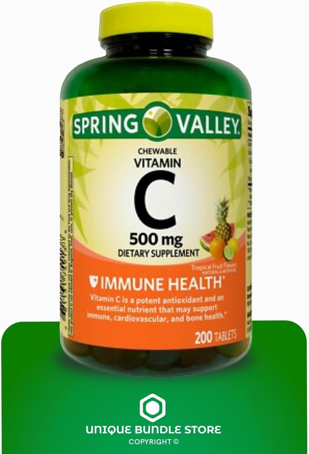 Vitamin C 500mg, Tropical Fruit Flavour 200 Tablets, Chewable Vitamin C, Food Supplement + 7 Day Tablet Organiser Included (Pack of 2) - görsel 4