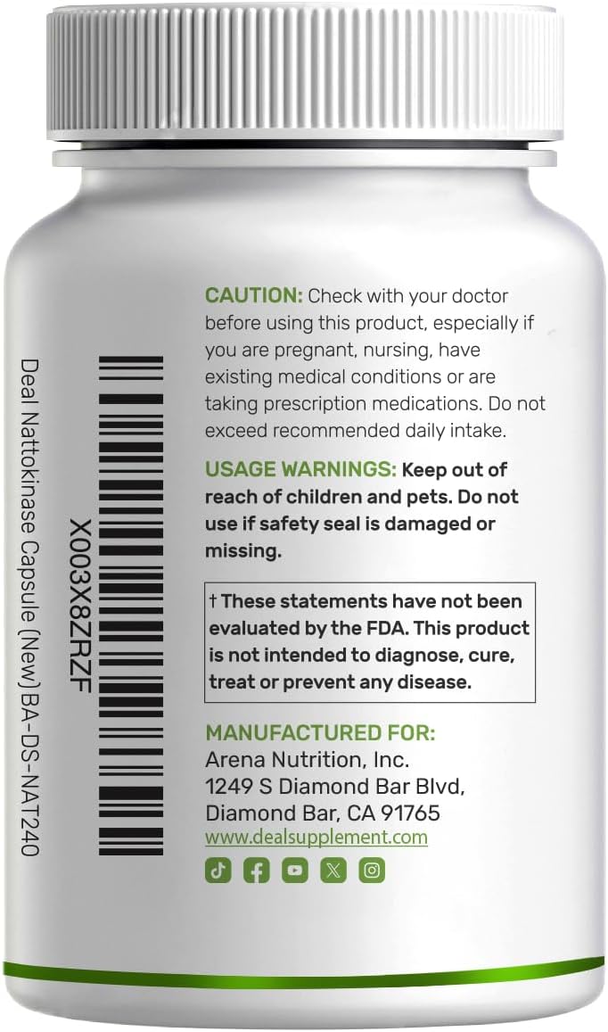 Nattokinase Supplement 4000 FU with Bromelain, Turmeric & Black Pepper – Digestive Enzymes & Heart Health – 240 Veggie Capsules - görsel 7