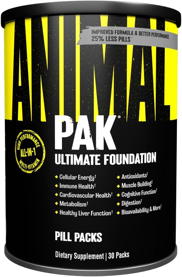 Animal Pak - Convenient Multivitamin for Men & Women Daily All-in-One Vitamin & Supplement Pack - Zinc, Vitamins C, B, D, Amino Acids, and Immune Support - Sports Nutrition Performance - 30 Packs - görsel 1