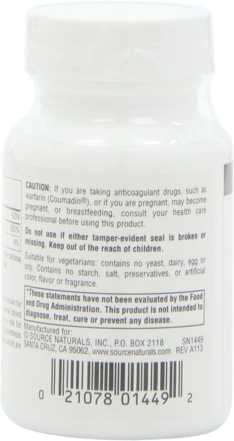 Source Naturals Vitamin K, Supports Normal Bone Health, 100 Tablets - görsel 7