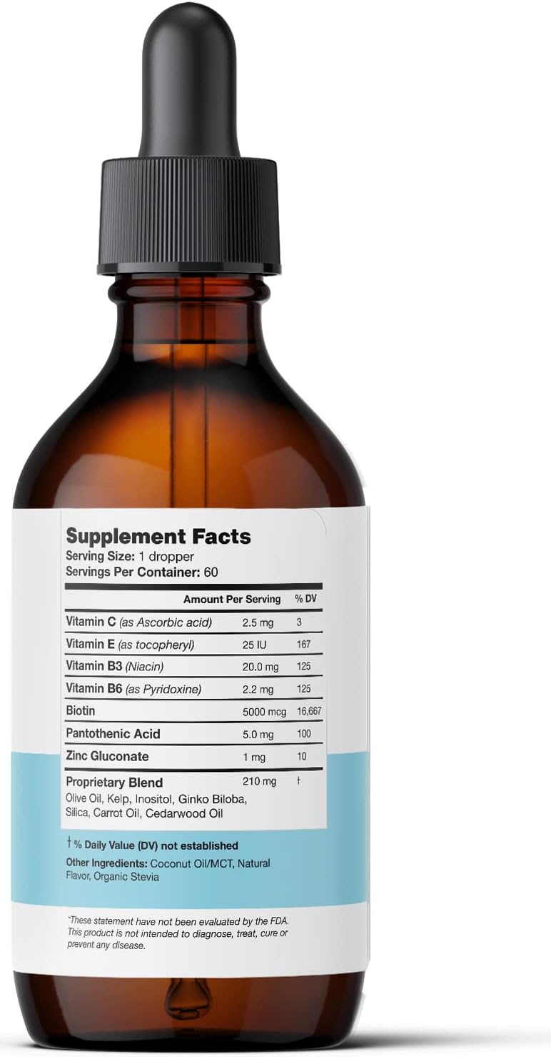 Ultra6 Nutrition Liquid Biotin with Hair Vitamins - Vitamin C, E, B6 & Organic Coconut Oil - Liquid Biotin for Hair, Skin and Nails and Immune Support - görsel 5