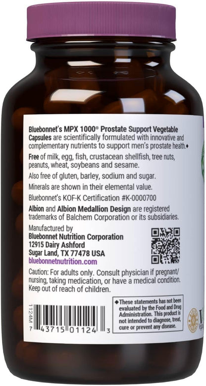 BlueBonnet Nutrition MPX 1000 Prostate Support - Saw Palmetto, Pumpkin Seed, Stinging Nettle, Beta Sitosterol - 60 Capsules