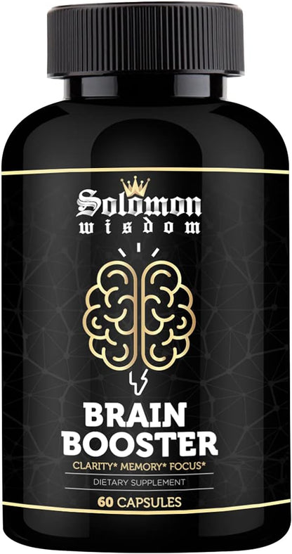 SOLOMON WISDOM Brain Booster – Nootropic Supplement for Memory & Focus, 60 Capsules
