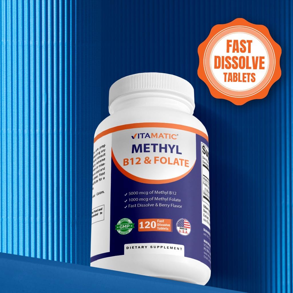 Vitamatic Methyl Folate & B12 Supplement with Pyridoxal 5-Phosphate (P-5-P) - 120 Fast Dissolve Tablets - görsel 5