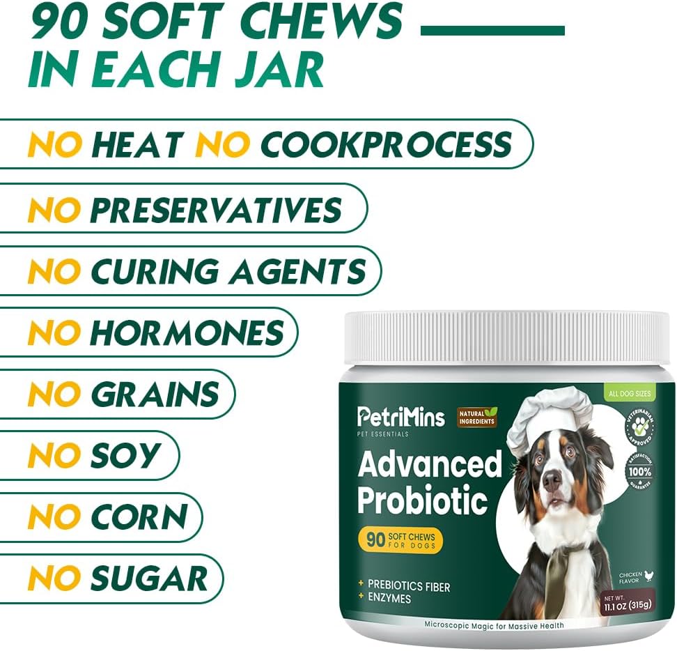 PetriMins Advanced Probiotic for Dogs, Digestive and Immune Support, 90 Chews, Chicken Flavour - görsel 4