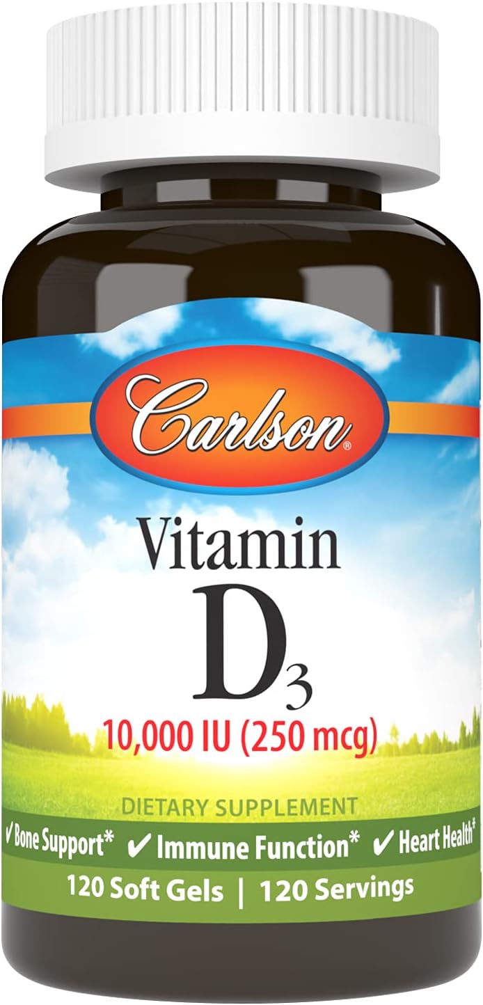 Carlson Vitamin D3 10000 IU (250 mcg) – Bone, Immune & Muscle Support, 120 Softgels - görsel 1