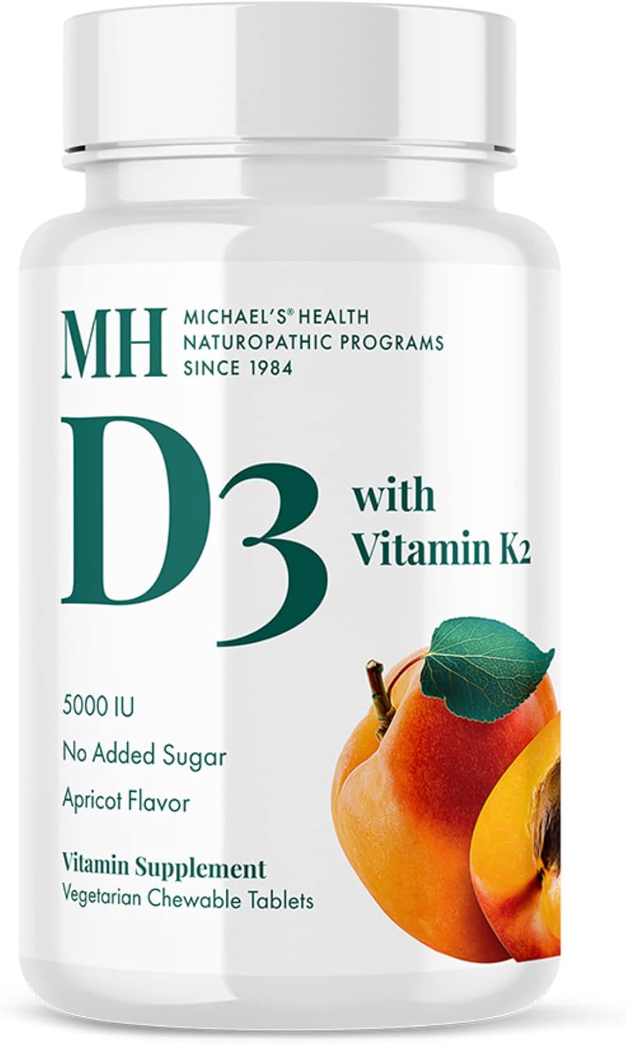 Michael's Health Naturopathic Programmes Vitamin D3 with K2 - 90 Chewable Tablets - Apricot Flavour - Skeletal & Immune System Support - No Added Sugar - Vegetarian & Kosher - görsel 1