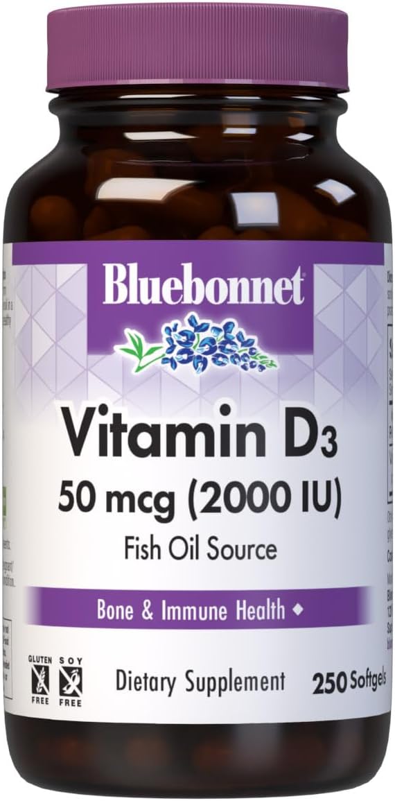 Bluebonnet Nutrition Vitamin D3 2000 IU – 250 Softgels - görsel 1