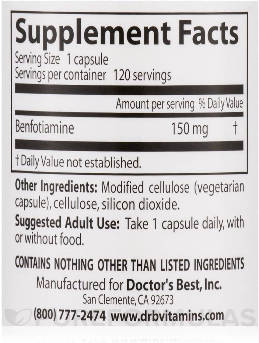 Doctor's Best Benfotiamine 150 mg, 120 Vegetarian Capsules - görsel 4