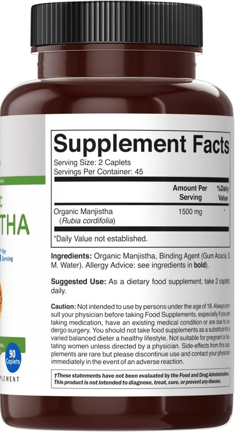 Brieofood Organic Manjistha 1500mg - 90 Vegetarian Tablets - görsel 4