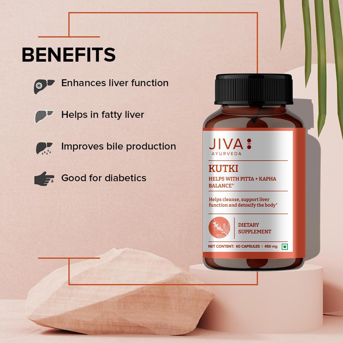 Jiva Ayurveda Kutki Capsules – Traditional Herbal Supplement for Liver Support, Detoxification and Digestive Balance – 100% Ayurvedic Formula – 60 Vegetarian Capsules - görsel 5