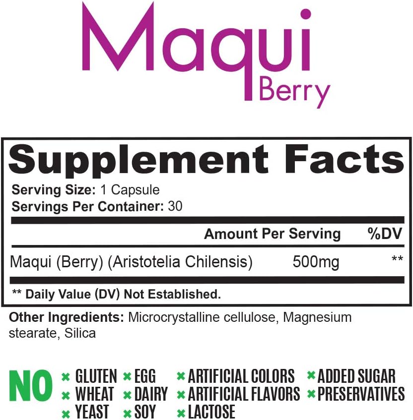 Pure Maqui Berry Extract Capsules - Antioxidant & Immune Support, 500mg, 30 Capsules - görsel 6