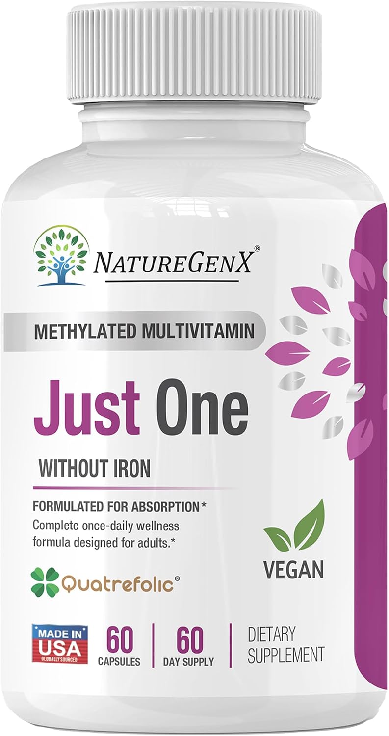 NatureGenX Just One Daily Methylated Multivitamin – Iron-Free with Methyl B12 & Methylfolate – Methylation Support for Men & Women – Vegan, Gluten-Free, Non-GMO – 60 Capsules (2-Month Supply) - görsel 1