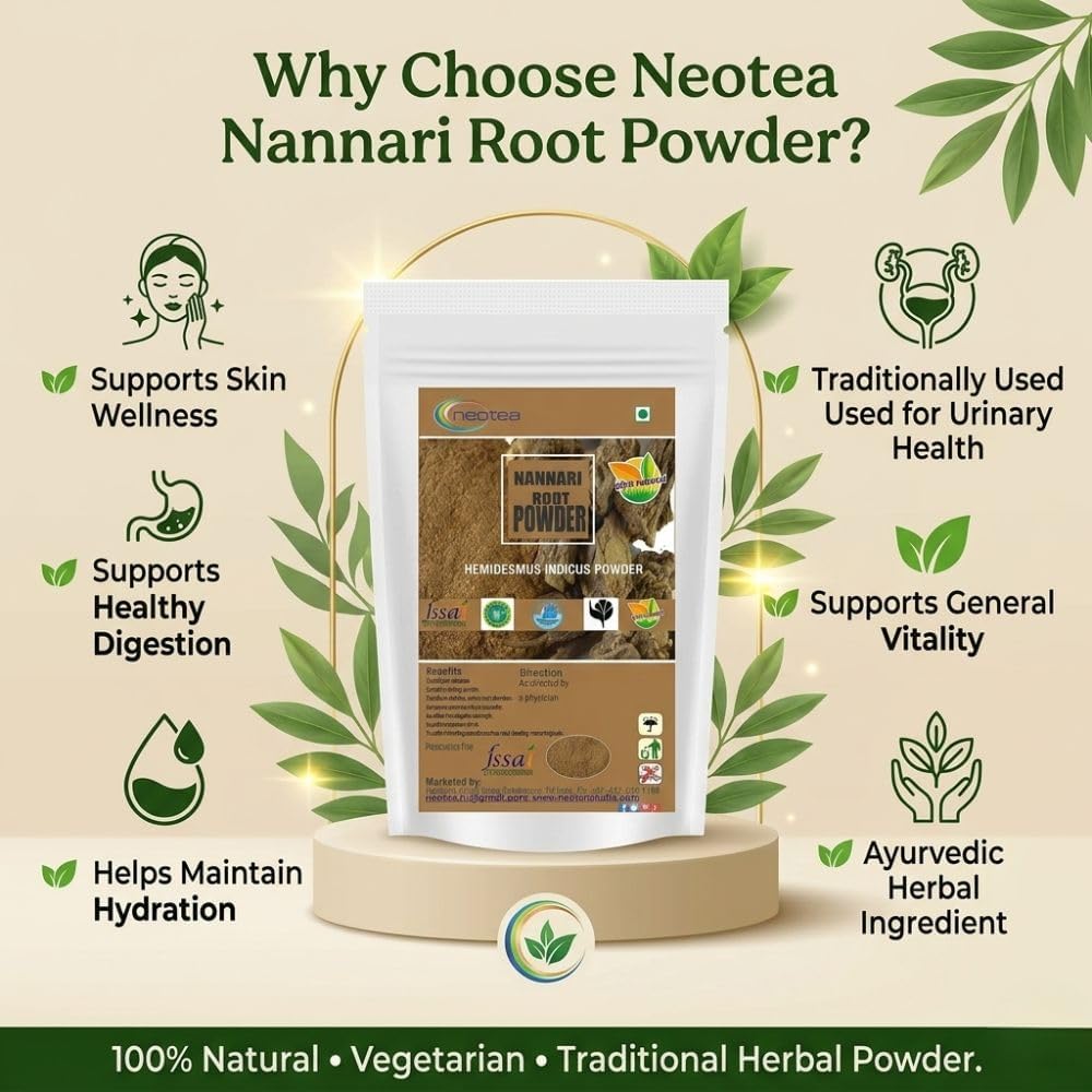 neotea Nannari Root Powder 500g | Indian Sarsaparilla | Natural Herbal Powder for Drinks - görsel 8