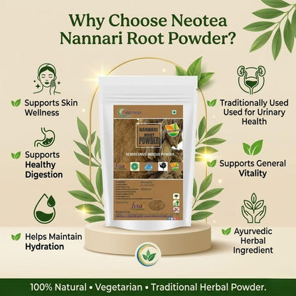 neotea Nannari Root Powder 500g | Indian Sarsaparilla | Natural Herbal Powder for Drinks