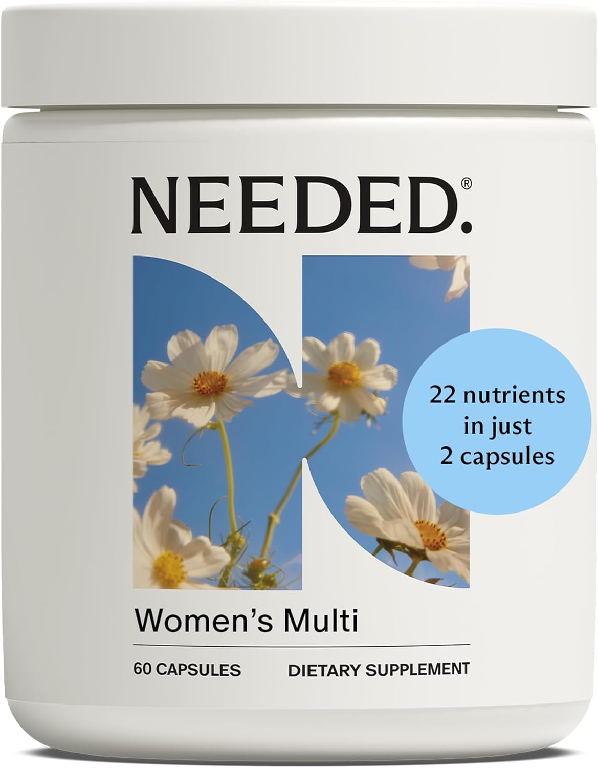 Needed. Multivitamin for Women with 22 Vitamins, Minerals and Antioxidants - Daily Women's Multivitamin - Vitamin B12, B6, D3 4000 IU, Choline, Biotin, Magnesium, Folate and More (60 Count) - görsel 1
