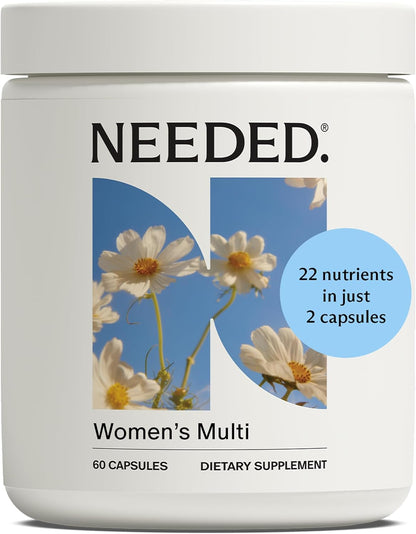 Needed. Multivitamin for Women with 22 Vitamins, Minerals and Antioxidants - Daily Women's Multivitamin - Vitamin B12, B6, D3 4000 IU, Choline, Biotin, Magnesium, Folate and More (60 Count)