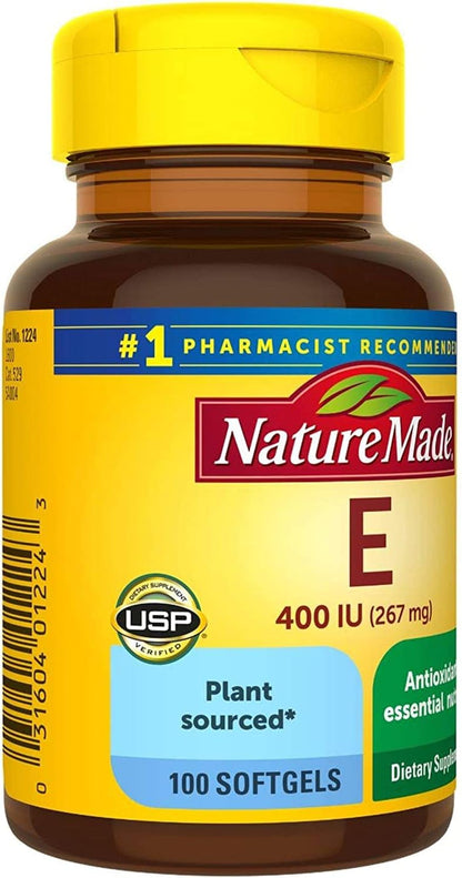 Nature Made Vitamin E 400 IU Softgels 100 Capsules (Pack of 2)